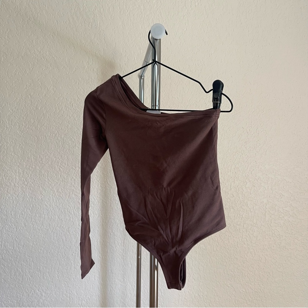 Chocolate Brown One-Shoulder Bodysuit